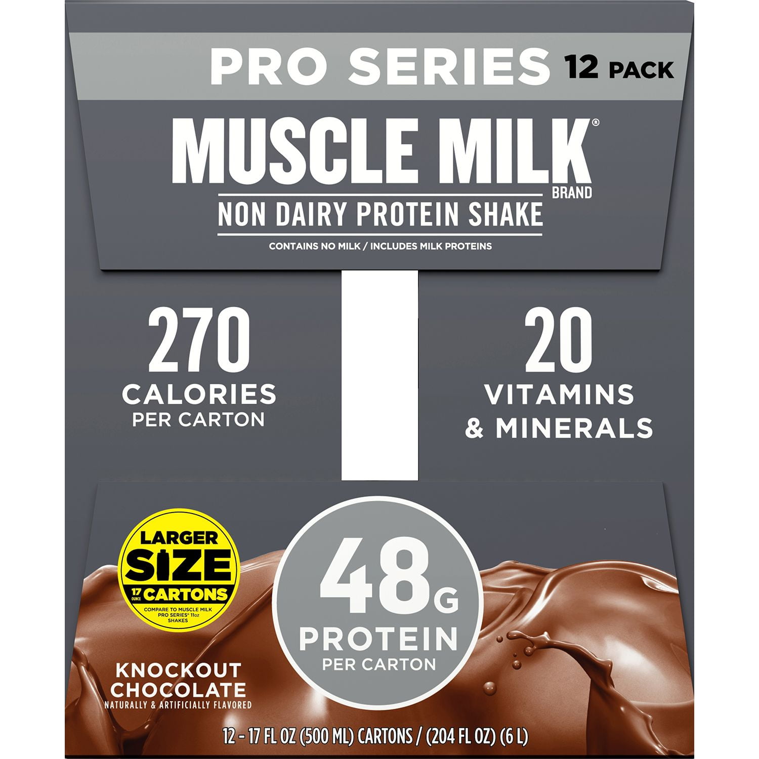 Muscle Milk Pro Series Knockout Chocolate Protein Shake 40g Protein 14 Fl Oz 12 Ct