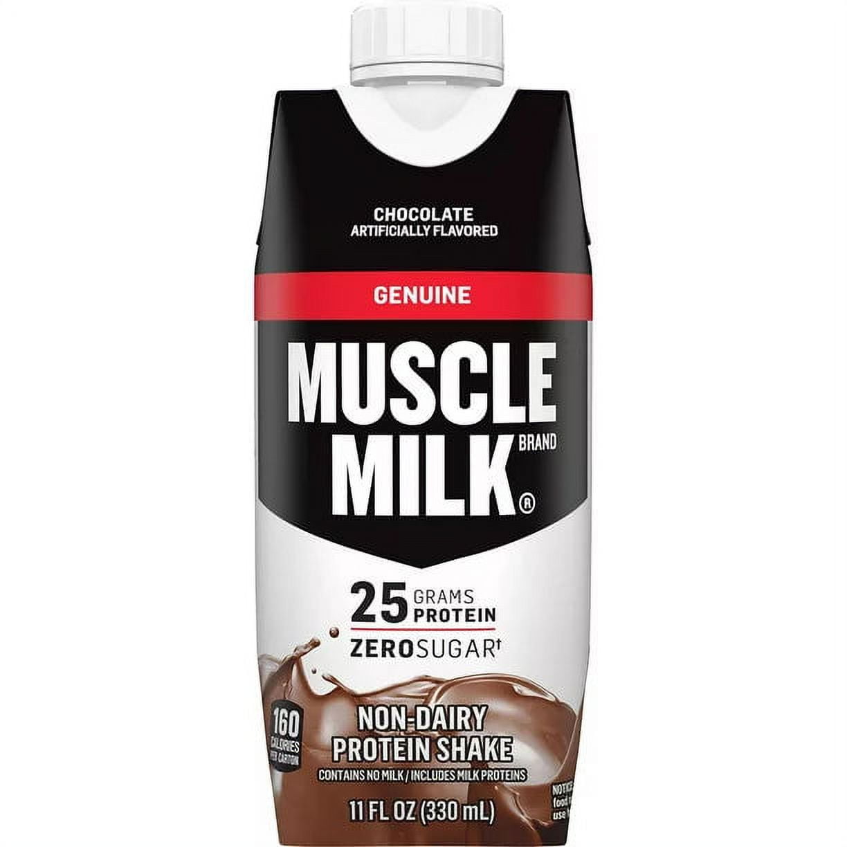 Muscle Milk Genuine Chocolate Non-Dairy Protein Shake ZERO 11 Fl Oz 18 Pack