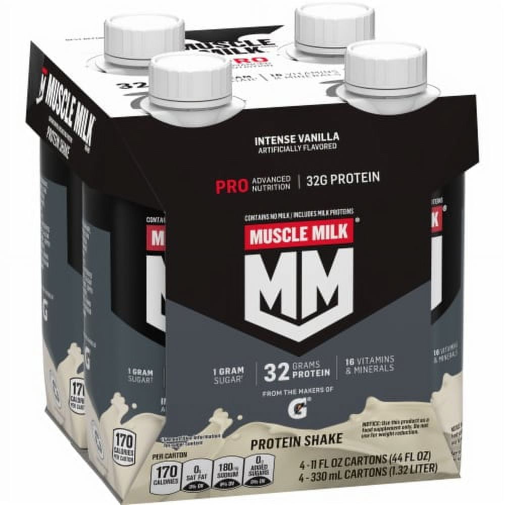 Muscle Milk Pro Series Intense Vanilla Non Dairy Protein Shakes 11 fl oz 4 bottles