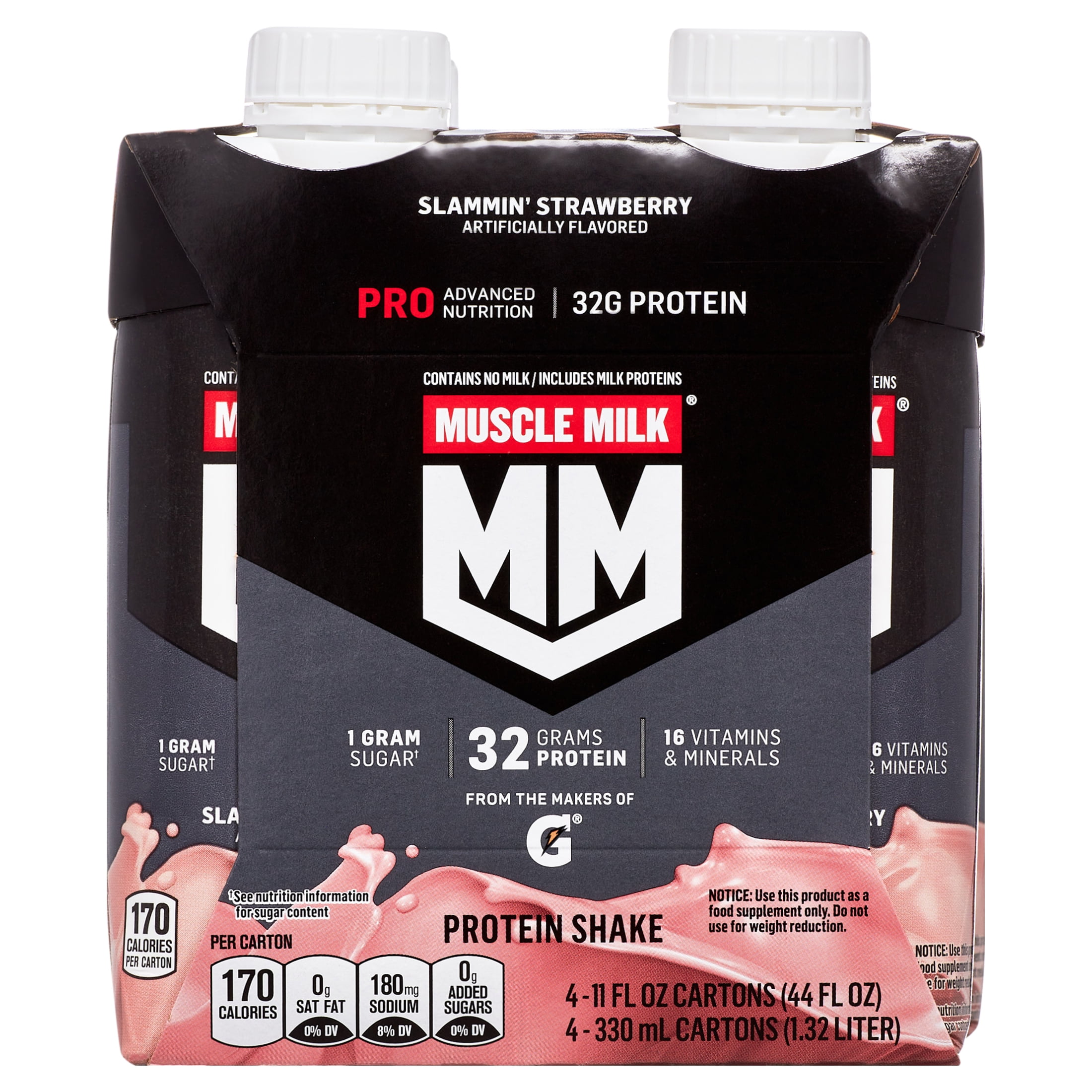 Muscle Milk Pro Series Strawberry Protein Shake 32g Protein 11 oz Cartons 4 Count