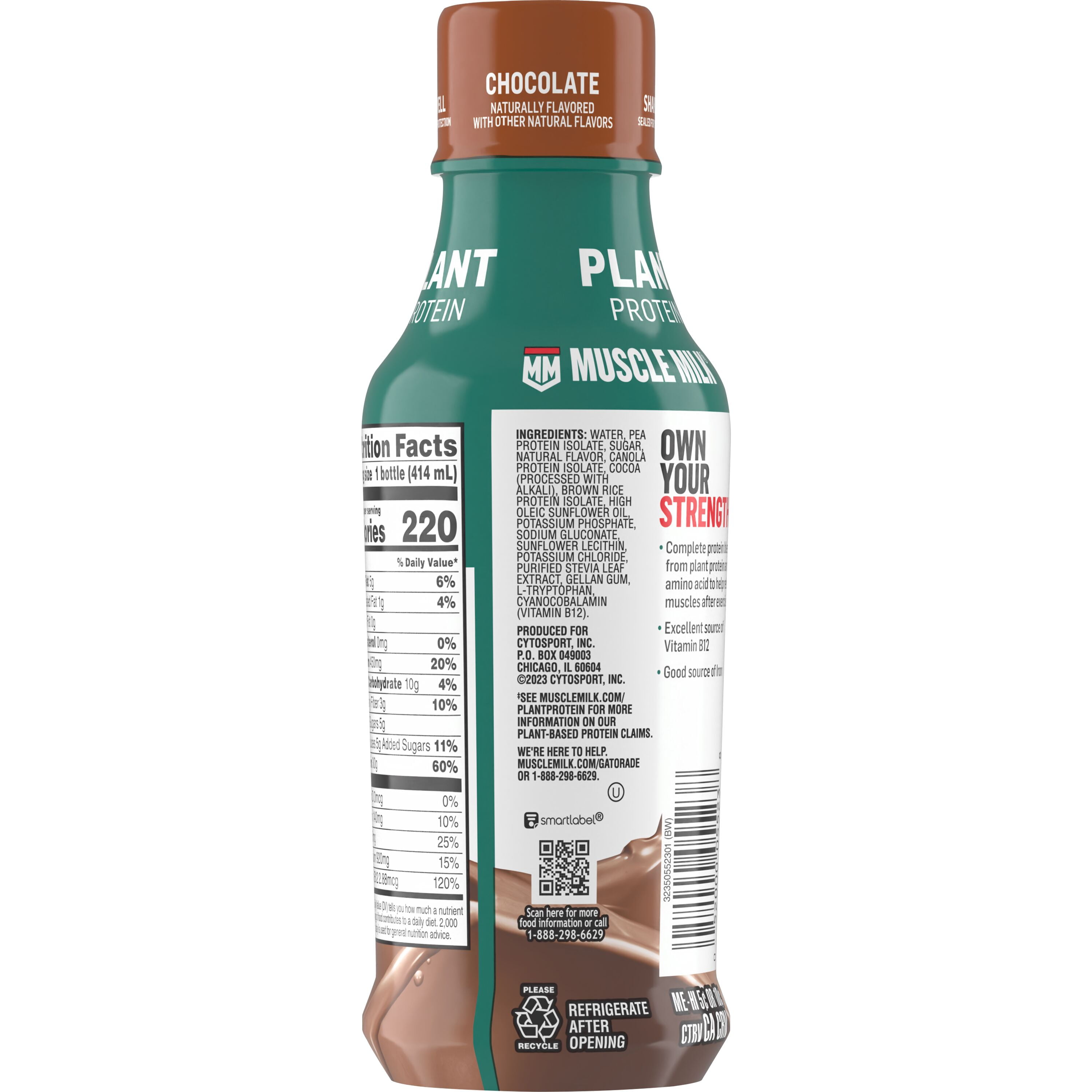 Muscle Milk Plant Based Chocolate Protein Shake 14 fl oz Bottle 30g Protein