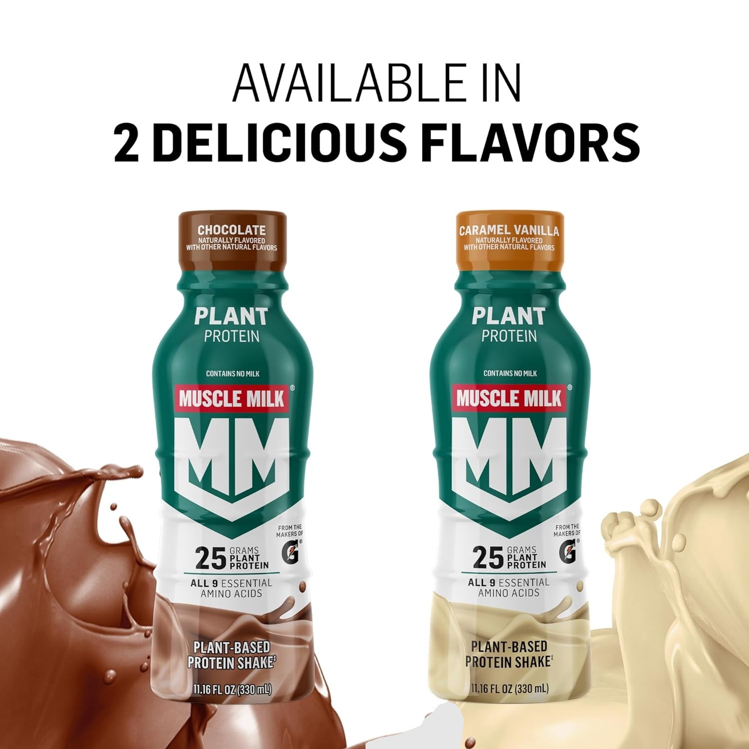 Muscle Milk Plant Based Protein Shake Vanilla Caramel Chocolate 14 Fl Oz Pack of 2