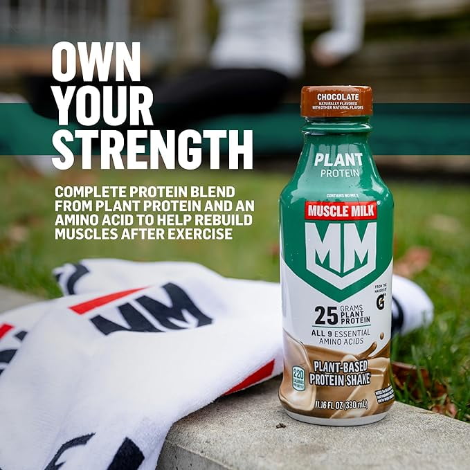 Muscle Milk Plant Based Protein Shake Vanilla Caramel Chocolate 14 Fl Oz Pack of 2