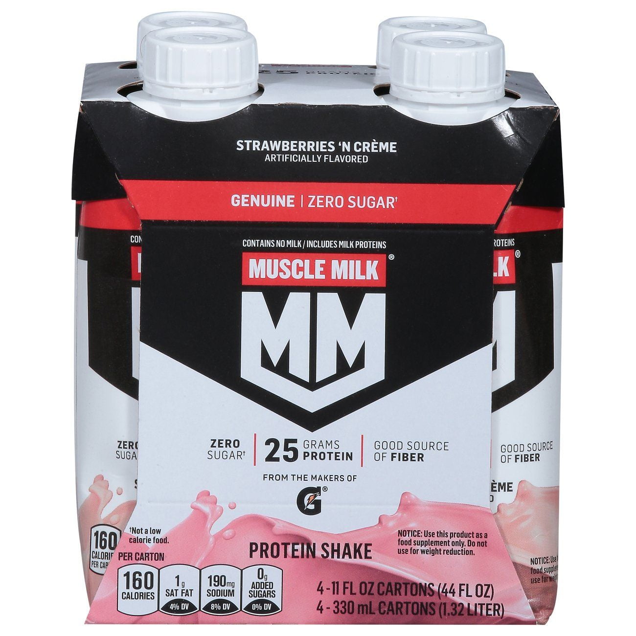 Muscle Milk Non-Dairy Protein Shakes 25g Strawberries N Creme 11 oz 4 pk Packaging may vary