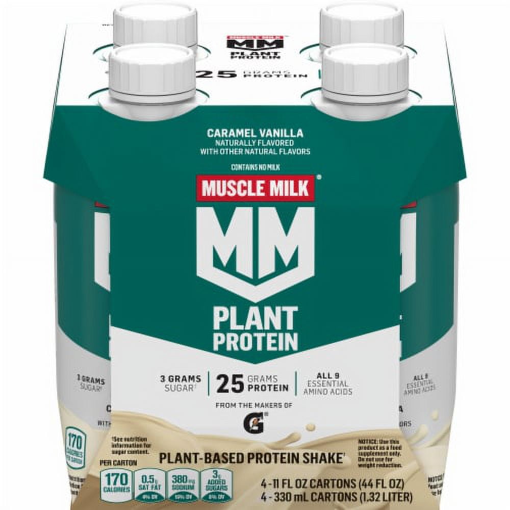 Muscle Milk Plant Based Caramel Vanilla Protein Shake Pack
