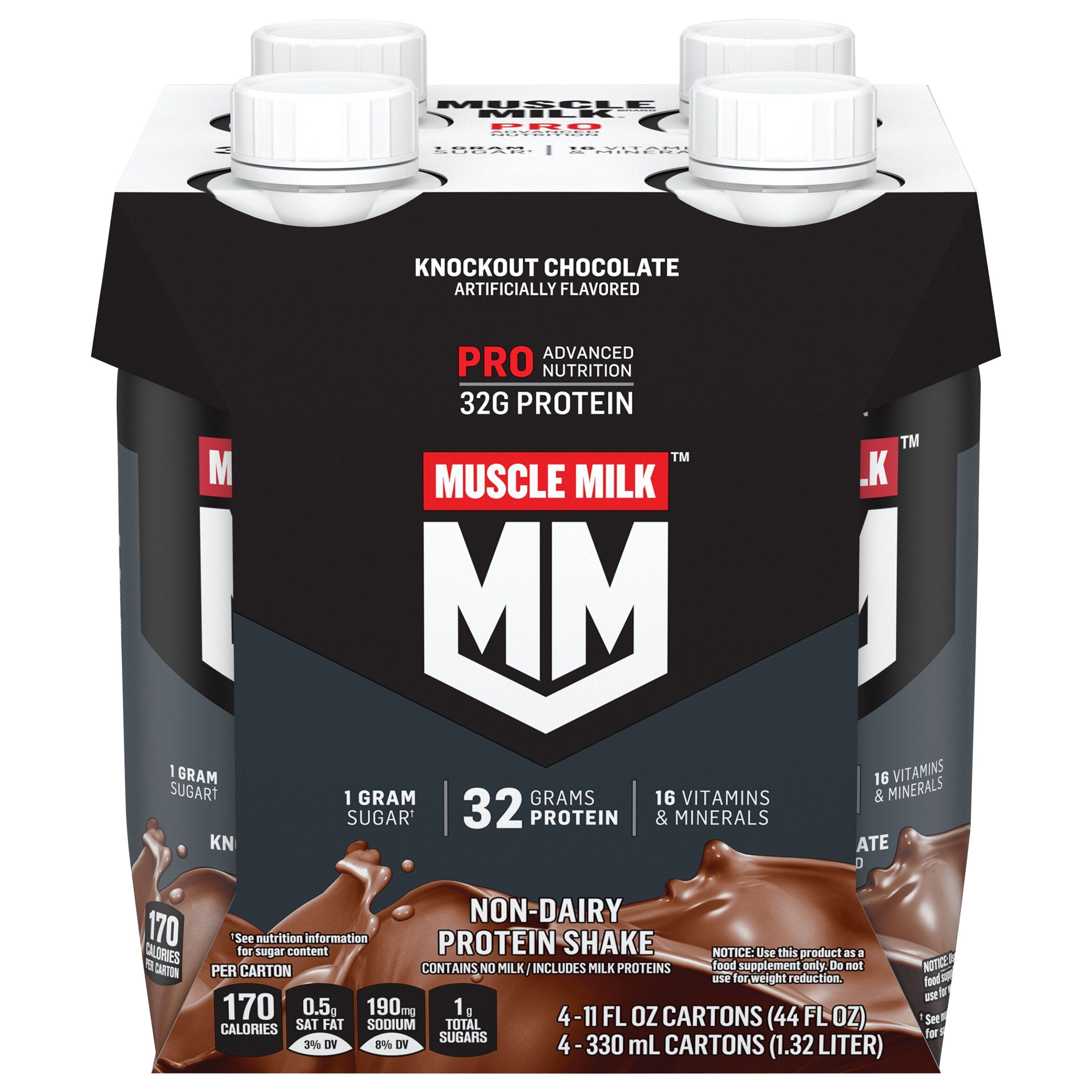 Muscle Milk Pro Series 32 Mega Protein Shake Knockout Chocolate 4 pk Packaging may vary 2 Pack
