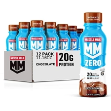 Muscle Milk Zero Chocolate Protein Shake - 20g Protein, Zero Sugar, 100 Calories, Vitamins & Fiber - Pack of 12