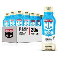 Muscle Milk Zero Protein Shake Vanilla Creme 20g Protein Zero Sugar 100 Calories with Calcium Vitamins A C D 4g