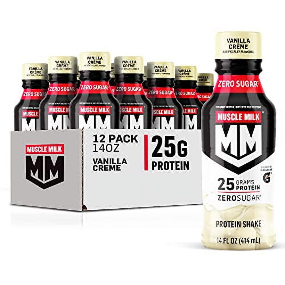 Muscle Milk Vanilla Creme Muscle Milk Liquid Protein Shake 25g Protein 14 Fl Oz Bottle 12 Pack