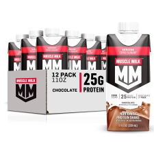 Muscle Milk Genuine Chocolate Protein Shake 12 Pack - 25g Protein, Zero Sugar,