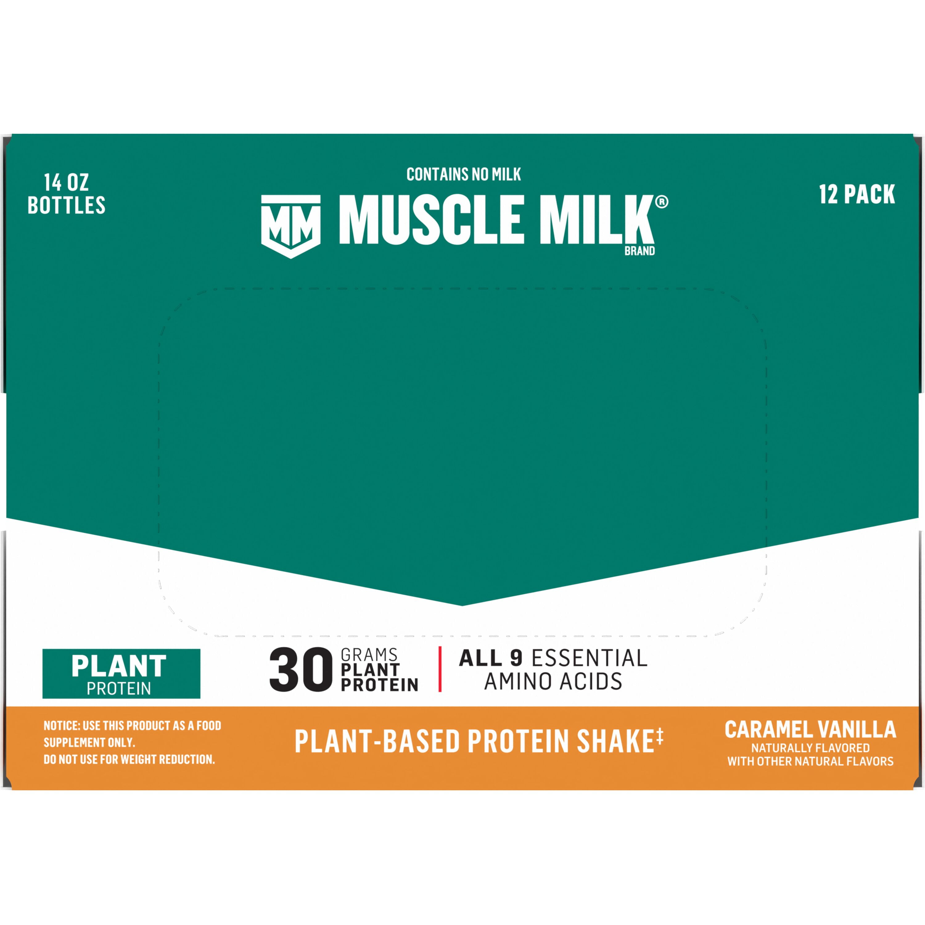 Muscle Milk Caramel Vanilla Plant Based Protein Shake 14 Fl Oz 12 Count