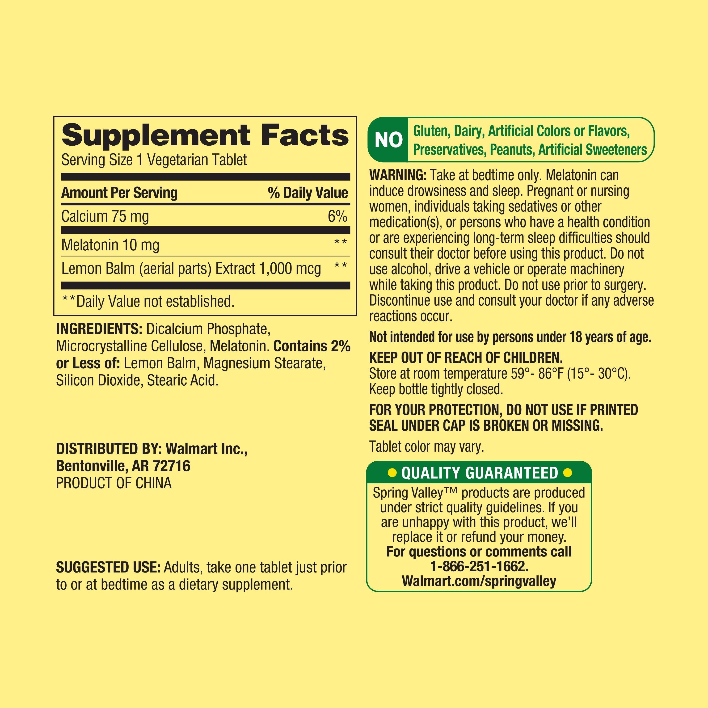 Spring Valley Extra Strength Melatonin 10mg 240 Count Dietary Supplement Value Size