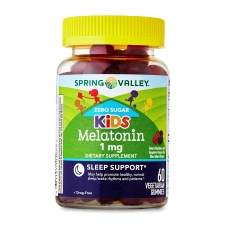 Spring Valley Zero Sugar Kids Melatonin Sleep Support Supplement Gummies Blackberry Raspberry 1mg 60 Count