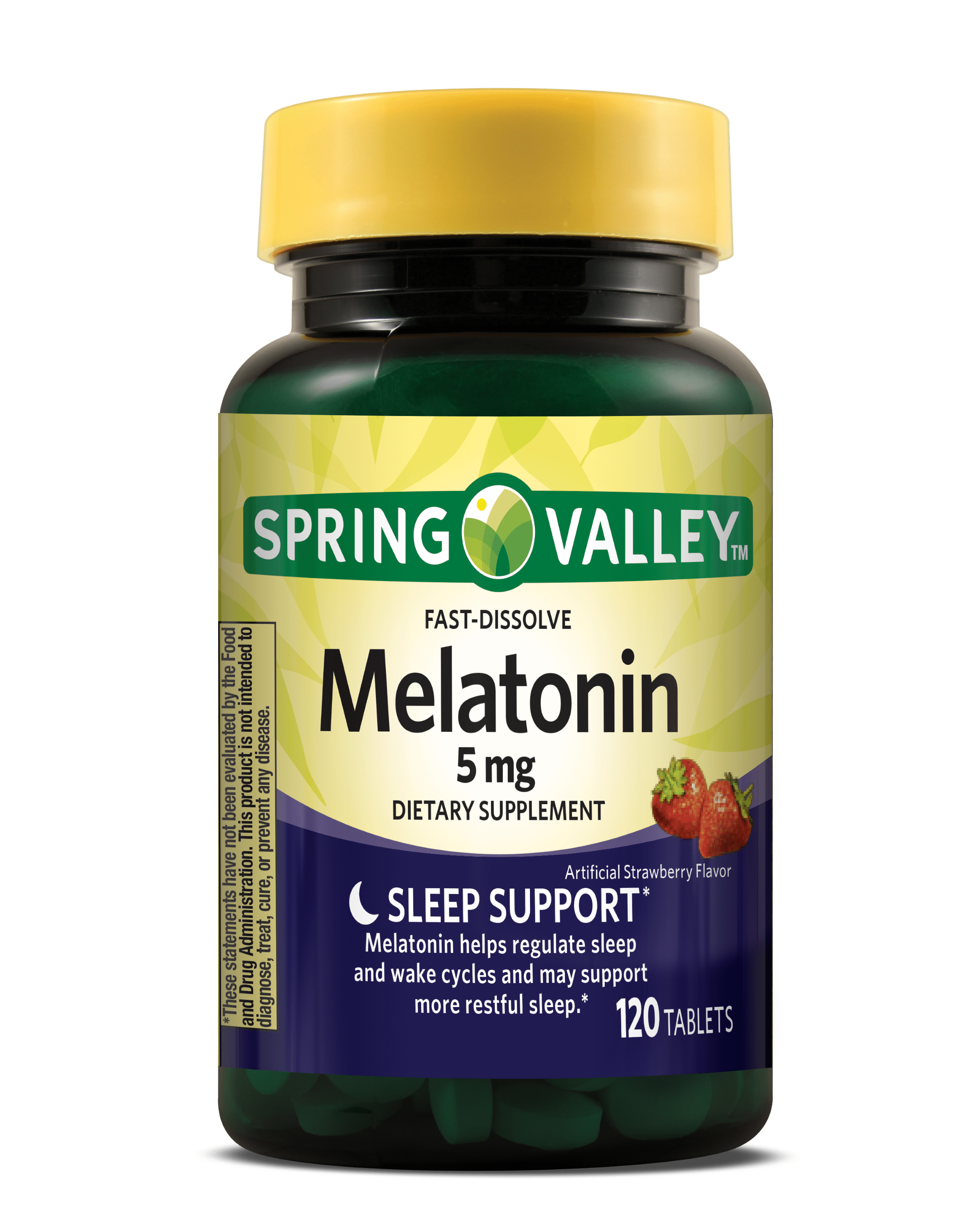 Spring Valley Melatonin Sleep Supplement Fast Dissolve Tablets Strawberry 5 mg 120 Count