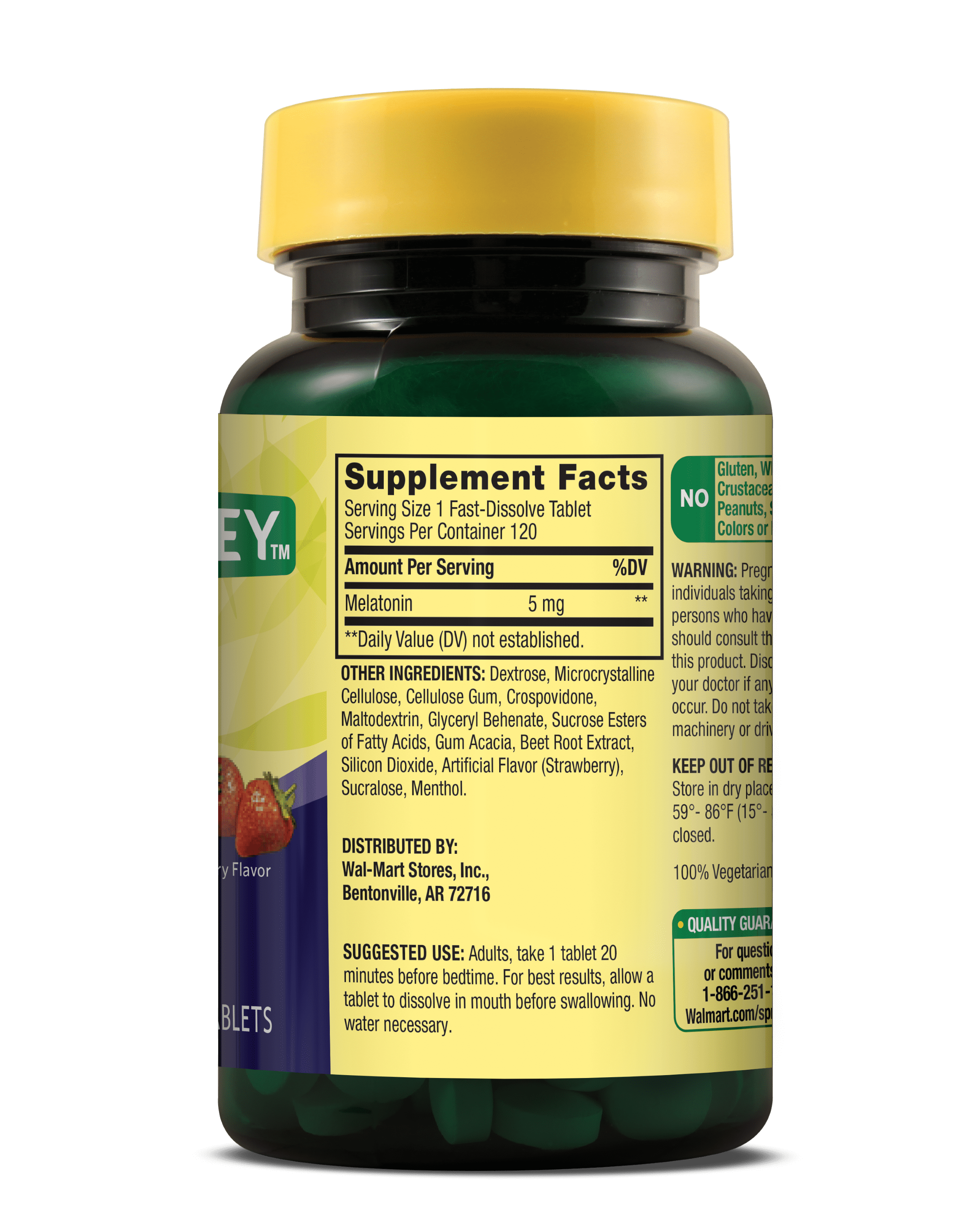 Spring Valley Melatonin Sleep Supplement Fast Dissolve Tablets Strawberry 5 mg 120 Count