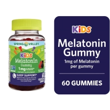 Spring Valley Kids Melatonin Gummies Raspberry 1mg 60 Count Natural Sleep Aid Supplement