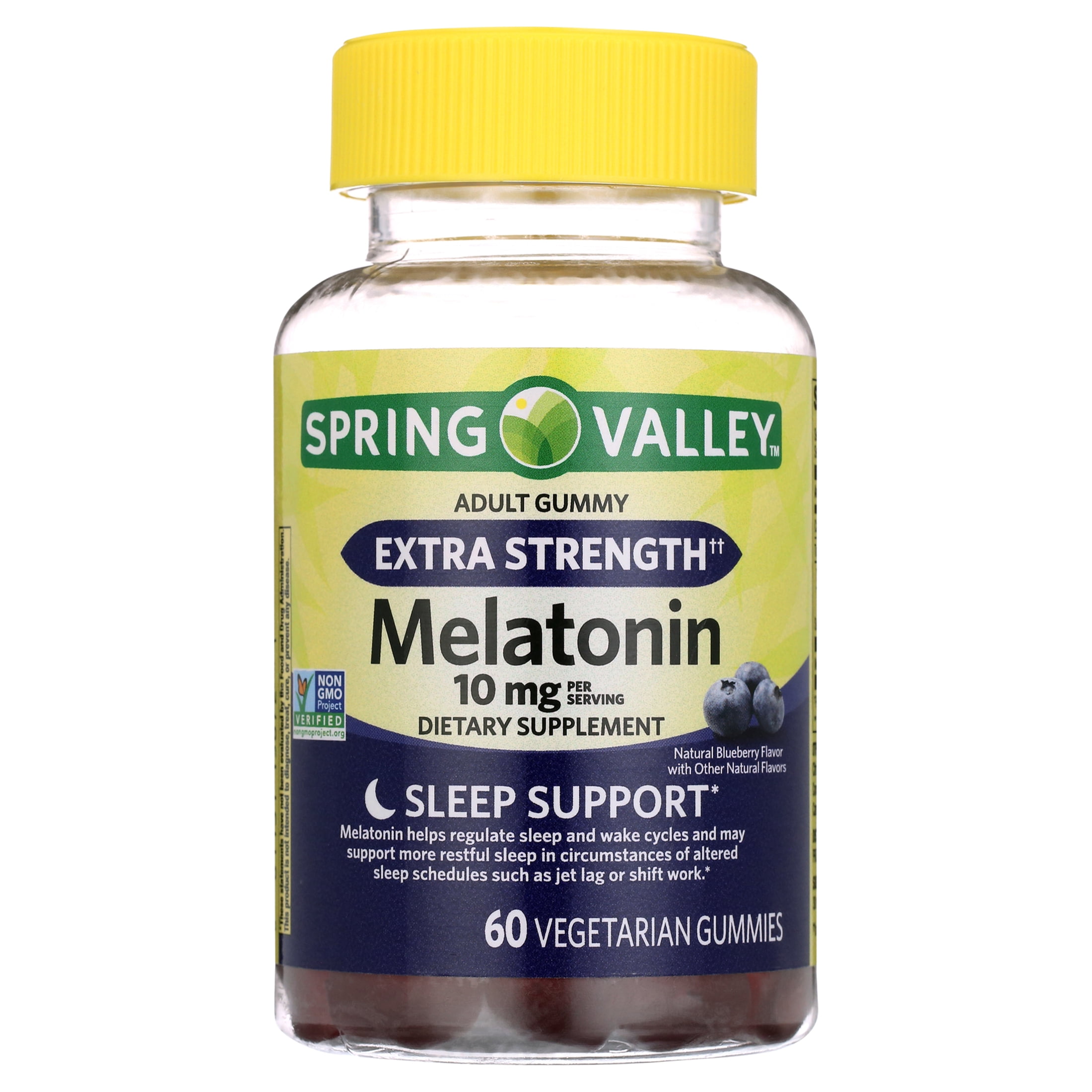 Spring Valley Non GMO Blueberry Melatonin Gummies 10mg 60 Count