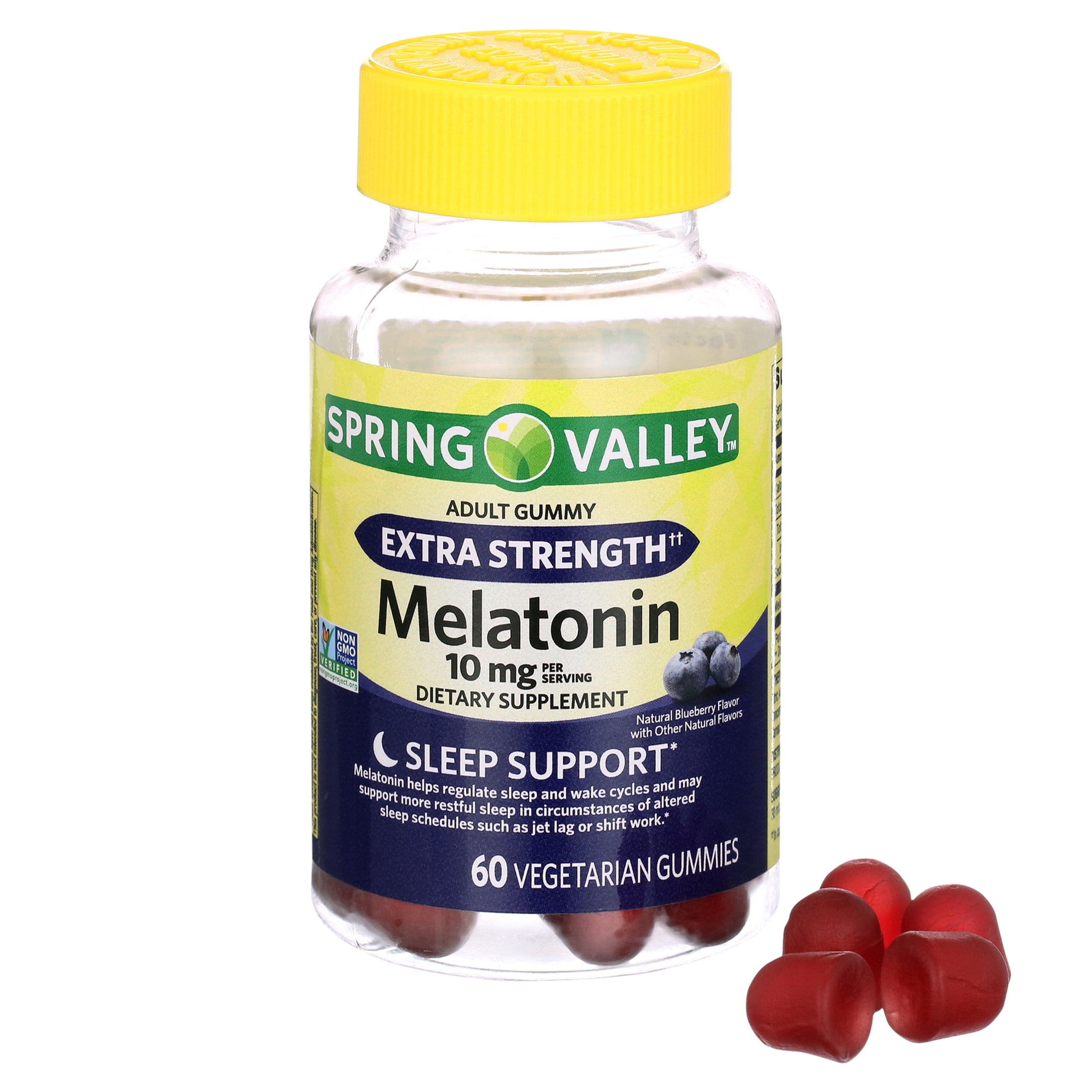 Spring Valley Non GMO Blueberry Melatonin Gummies 10mg 60 Count