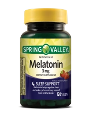 Spring Valley Fast Dissolve Melatonin Dietary Supplement Tablets 3 mg 120 Count for Better Sleep and Wellness