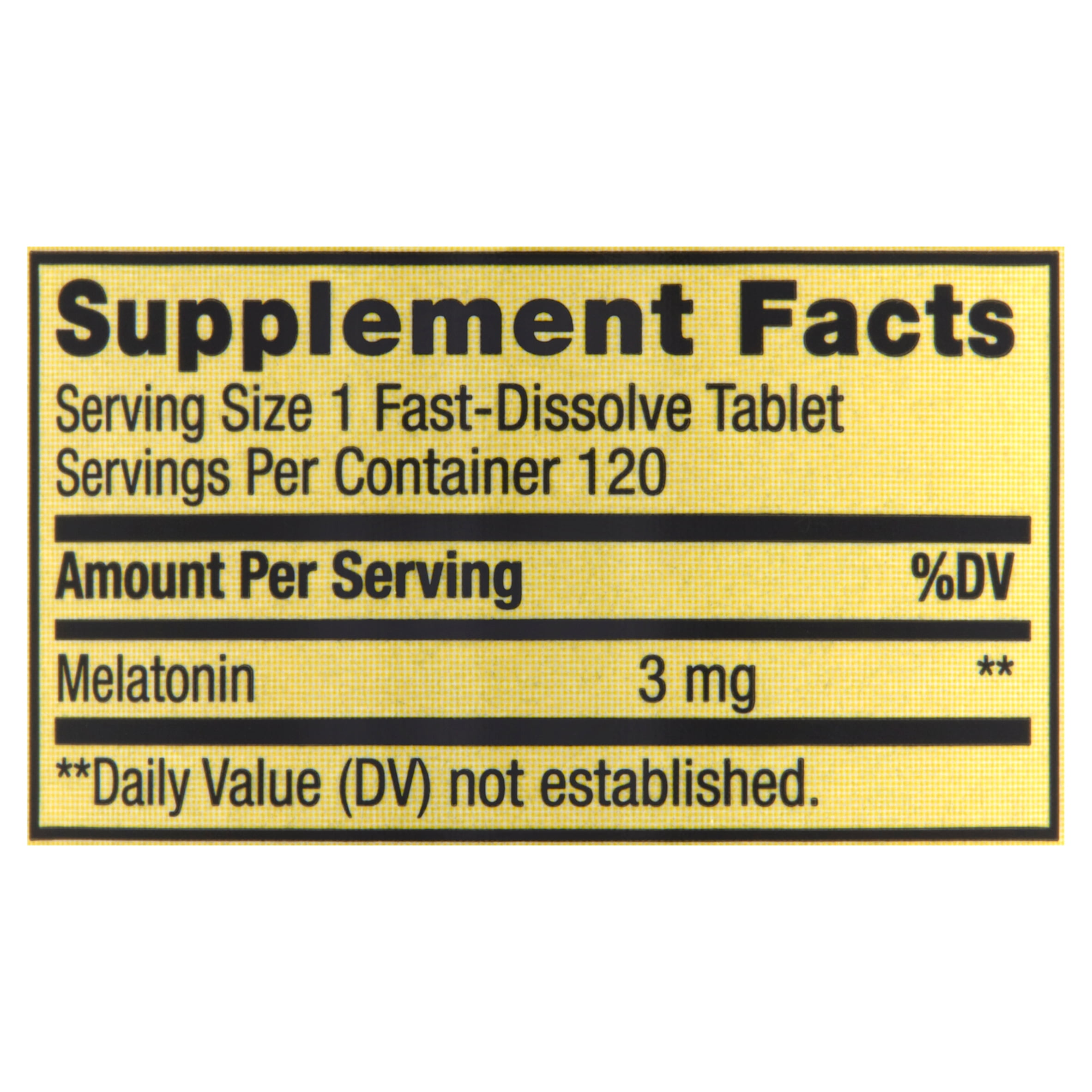 Spring Valley Fast Dissolve Melatonin Dietary Supplement Tablets 3 mg 120 Count for Better Sleep and Wellness