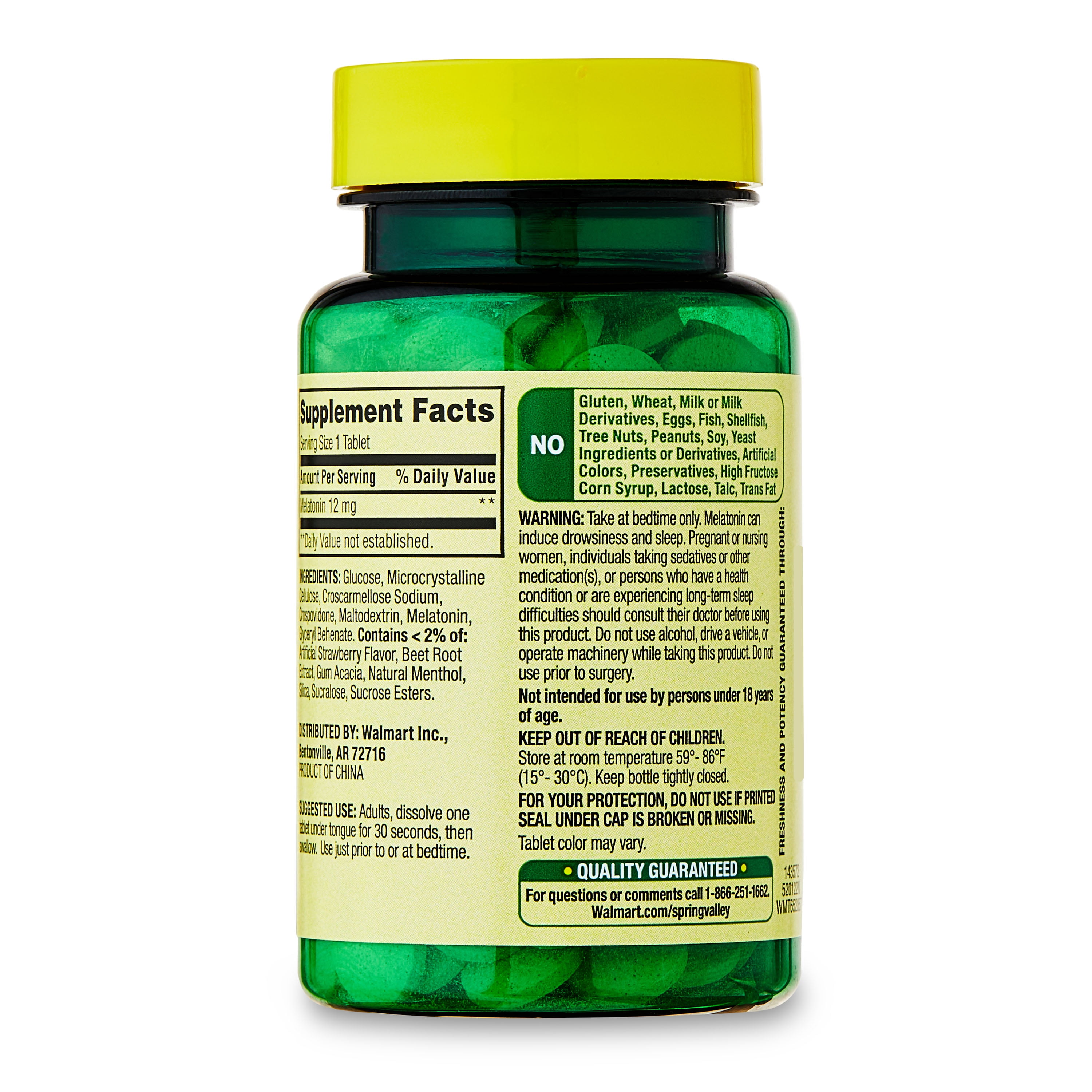 Spring Valley 12mg Melatonin Fast Dissolve Sleep Support 60 Count Tablets