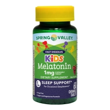 Spring Valley Kids Melatonin Chewable Tablets Grape Flavor 1mg 60 Count for Better Sleep and Health