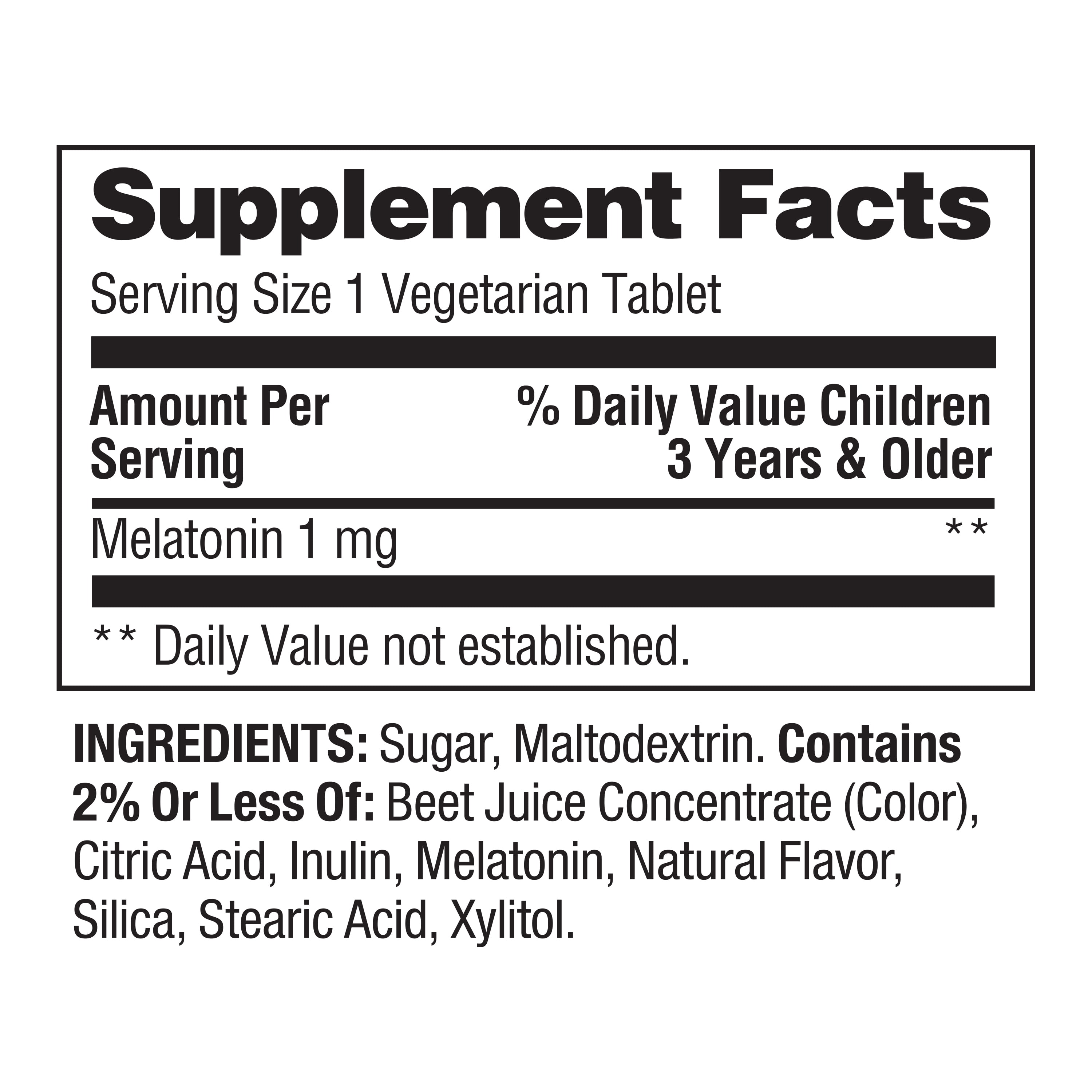 Spring Valley Kids Melatonin Chewable Tablets Grape Flavor 1mg 60 Count for Better Sleep and Health