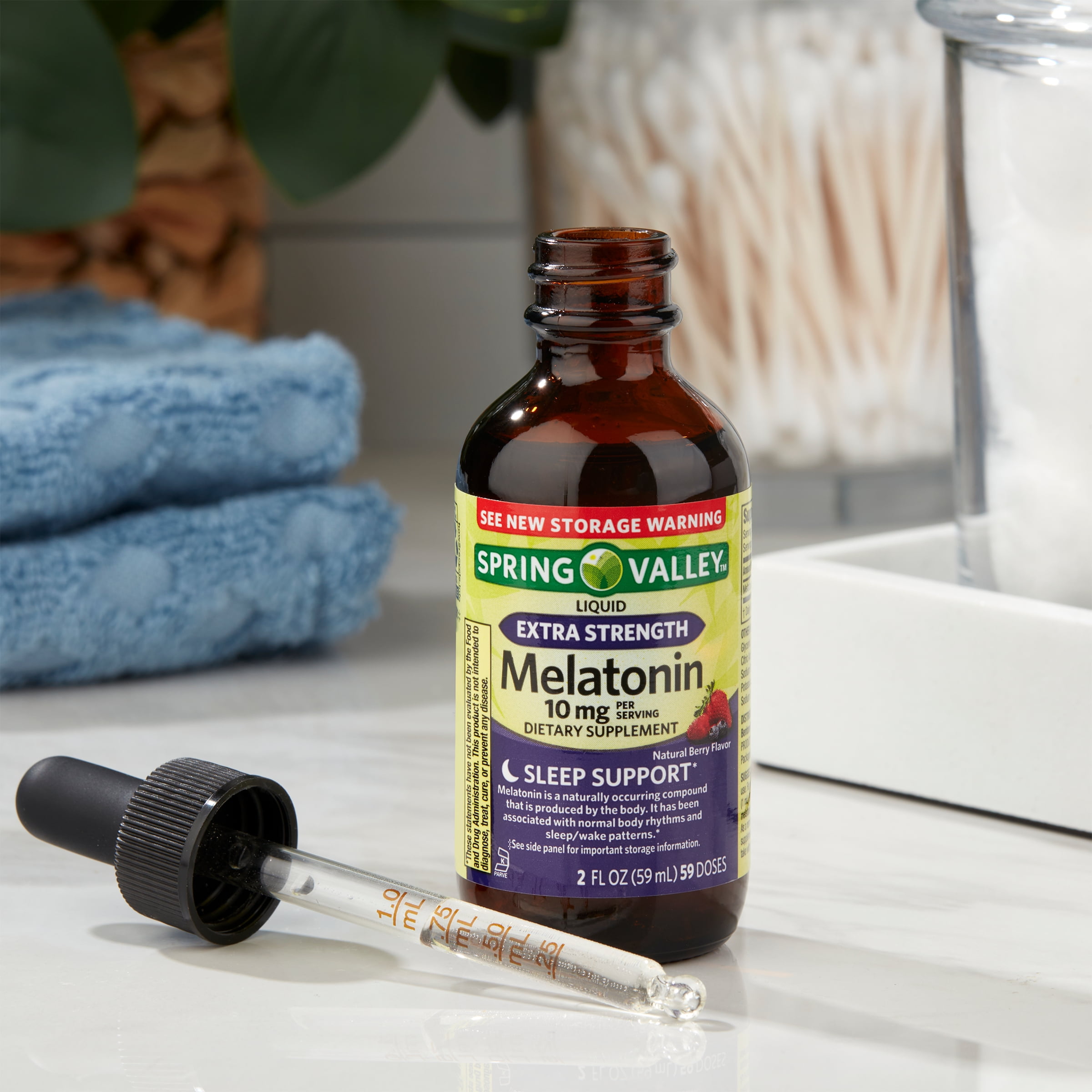 Spring Valley Liquid Melatonin Supplement 10mg 2 fl oz for Better Sleep and Relaxation