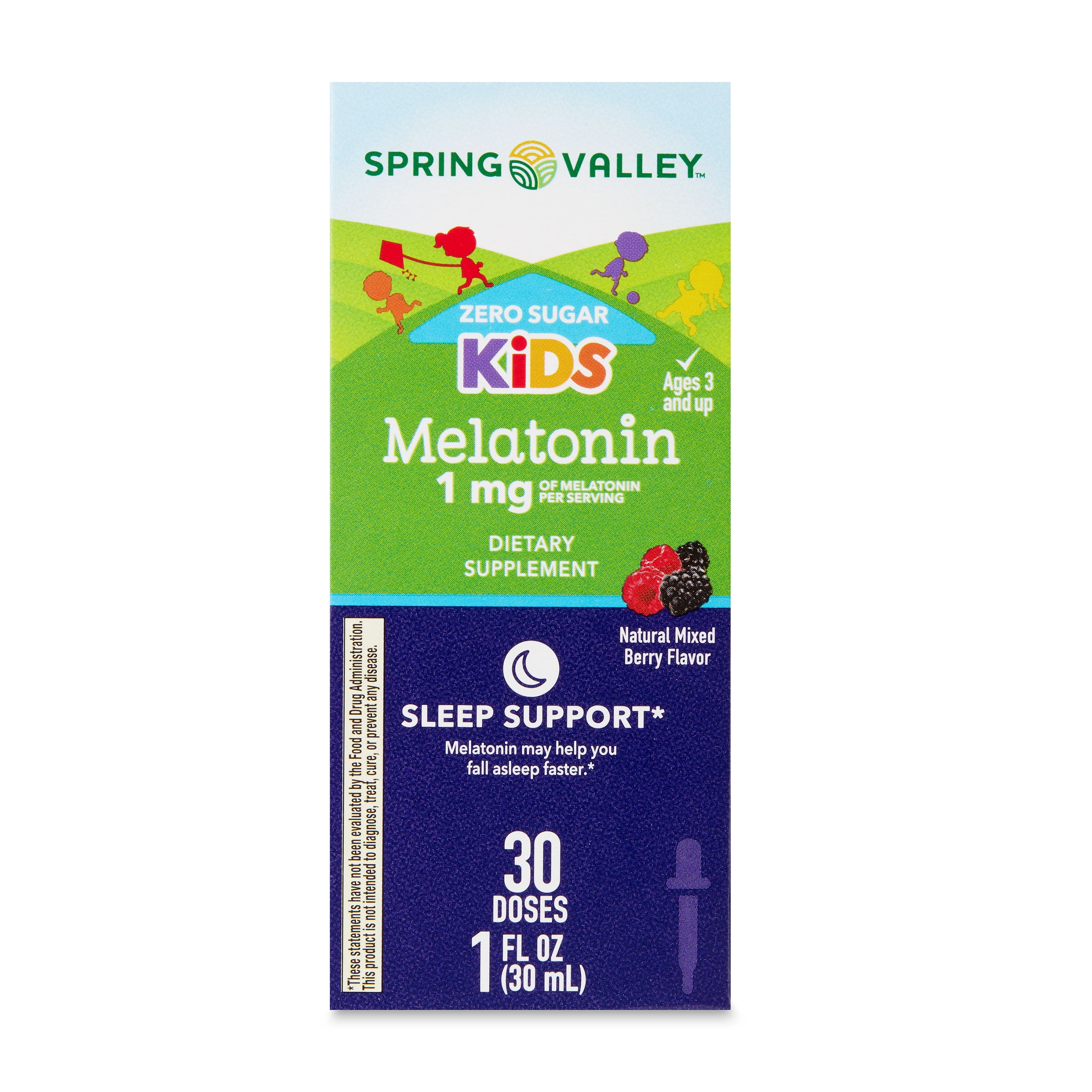 Spring Valley Kids Melatonin Liquid 1 fl oz 1mg Berry Flavor
