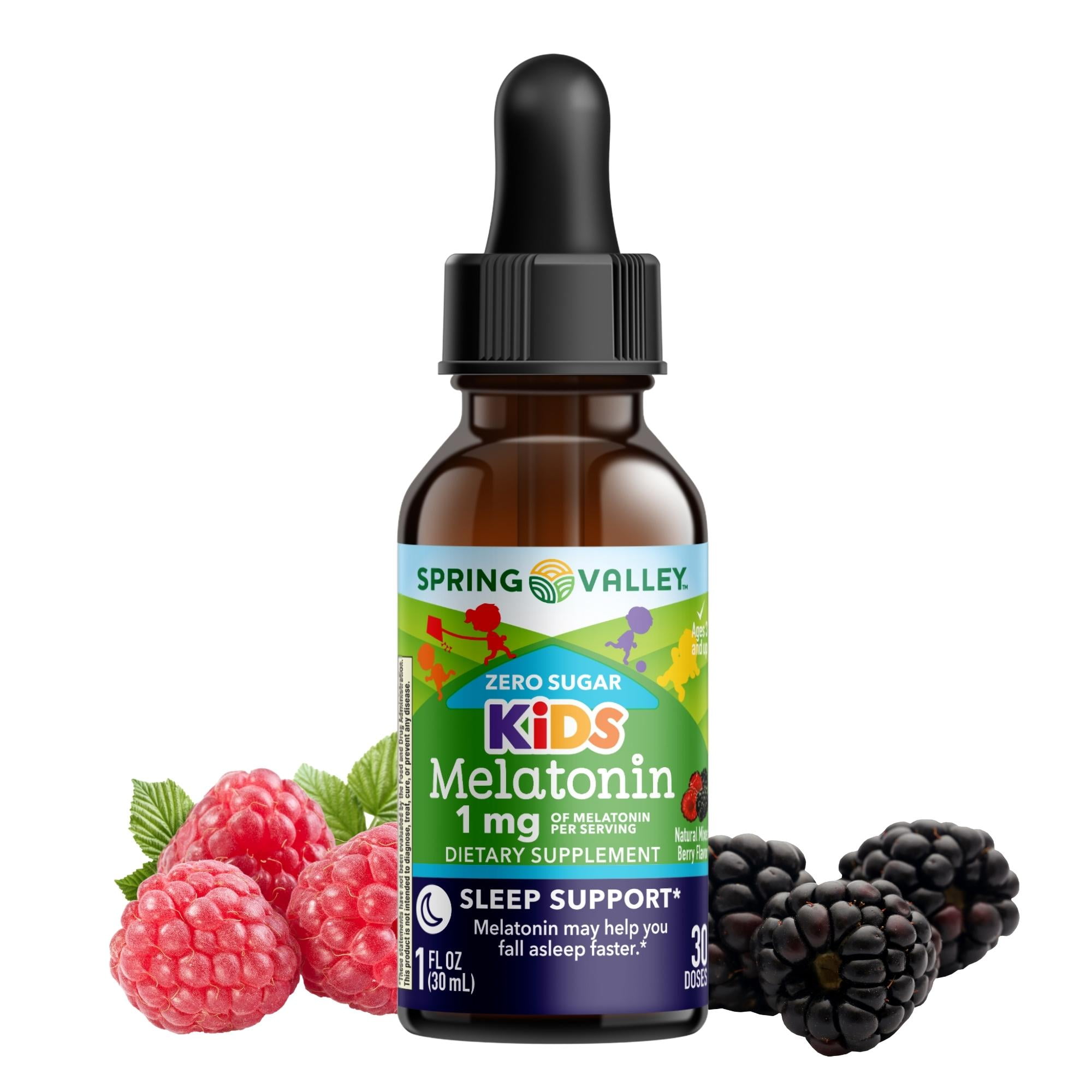 Spring Valley Kids Melatonin Liquid 1 fl oz 1mg Berry Flavor