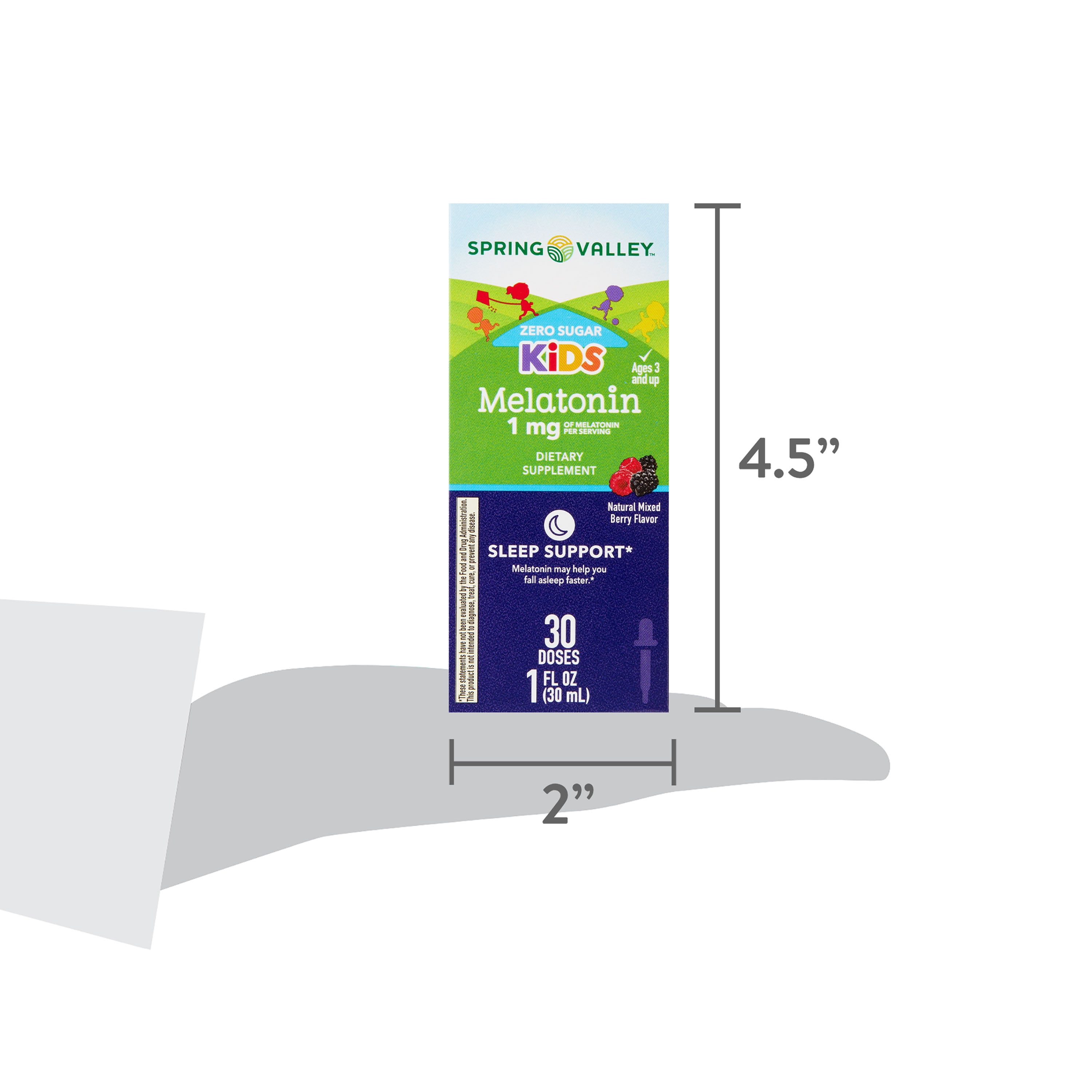Spring Valley Kids Melatonin Liquid 1 fl oz 1mg Berry Flavor