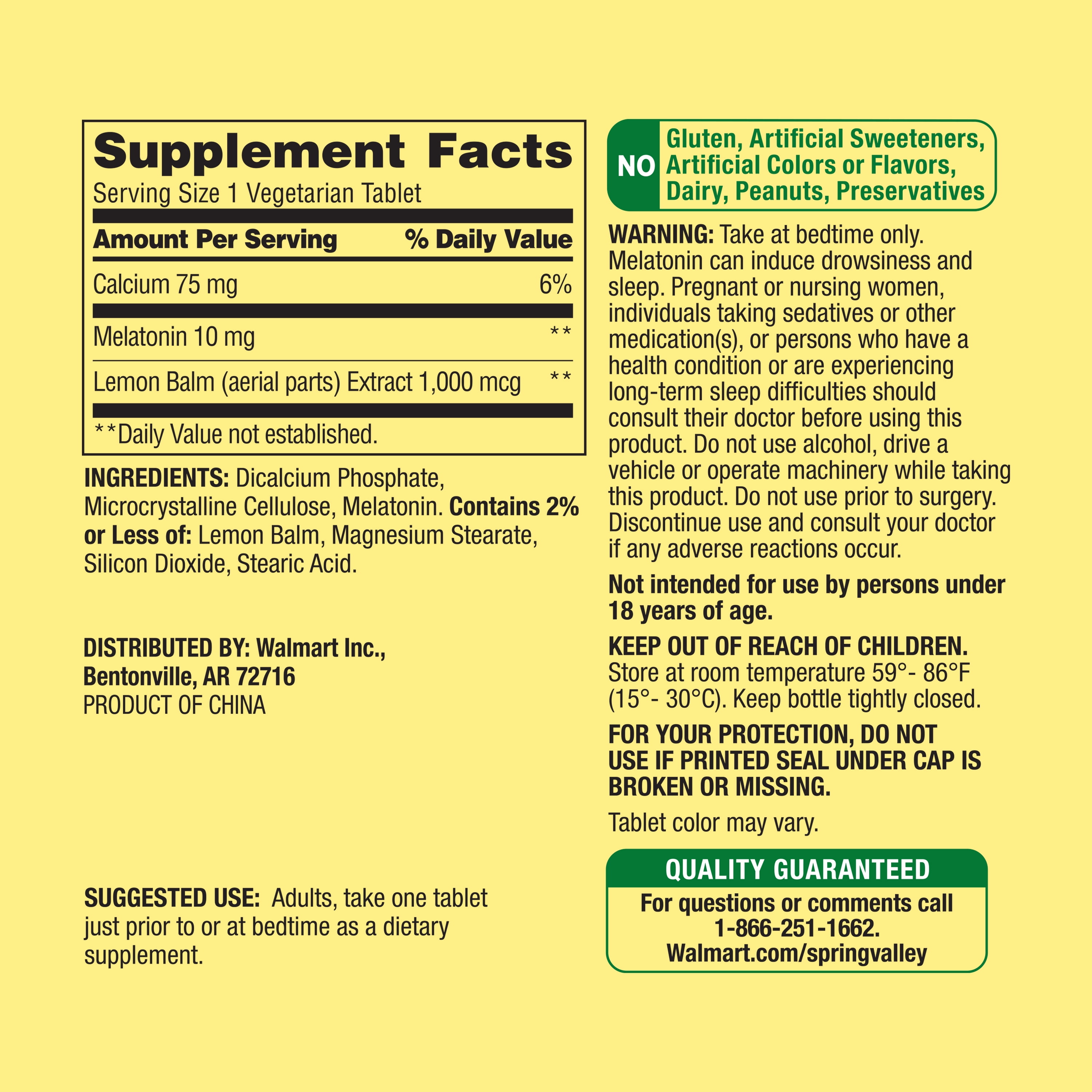 Spring Valley Extra Strength Melatonin 10 mg 120 Count Dietary Supplement for Better Sleep and Relaxation