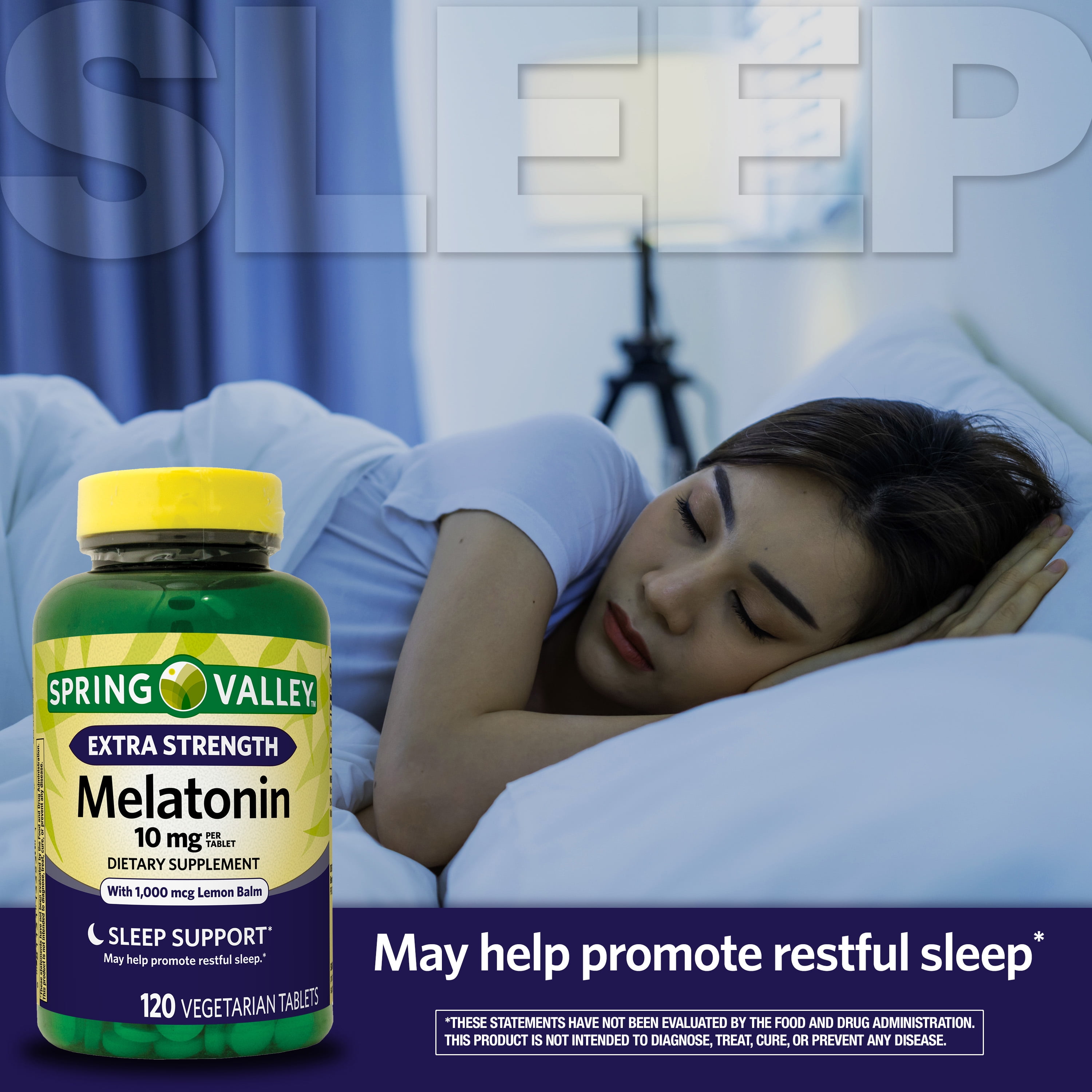 Spring Valley Extra Strength Melatonin 10 mg 120 Count Dietary Supplement for Better Sleep and Relaxation