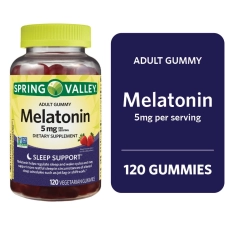 Spring Valley Non GMO Melatonin Gummies Strawberry 5mg 120 Count for a Restful Sleep