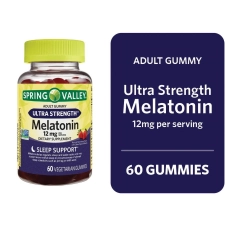Spring Valley Ultra Strength Melatonin Sleep Support Dietary Supplement Vegetarian Gummies 12mg 60 Count