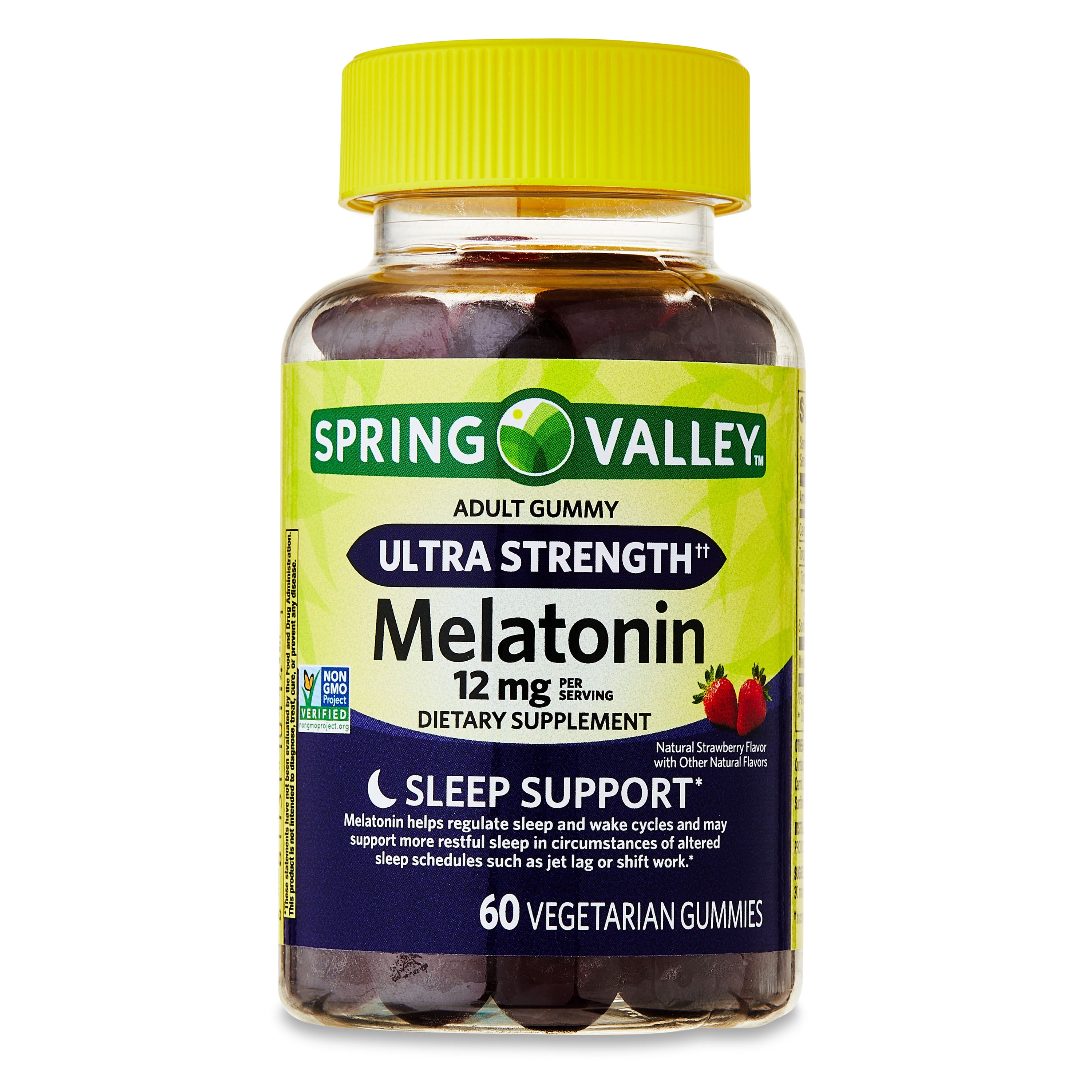 Spring Valley Ultra Strength Melatonin Sleep Support Dietary Supplement Vegetarian Gummies 12mg 60 Count