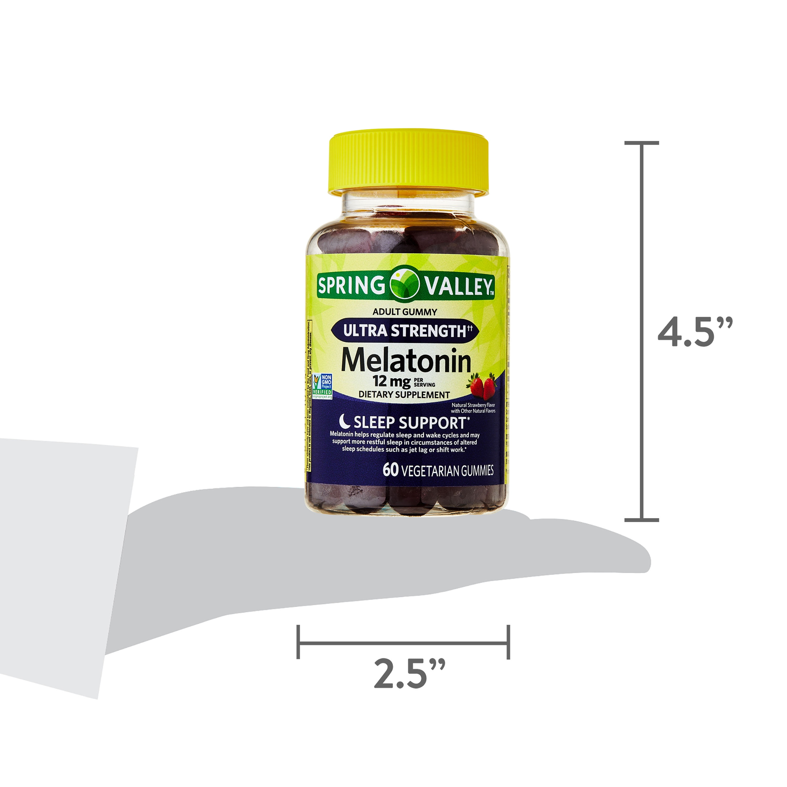 Spring Valley Ultra Strength Melatonin Sleep Support Dietary Supplement Vegetarian Gummies 12mg 60 Count