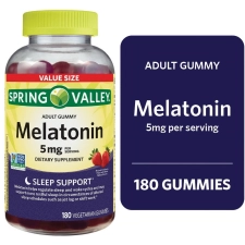 Spring Valley Non GMO Melatonin Gummies Strawberry 5 mg 180 Count for Healthy Sleep Support