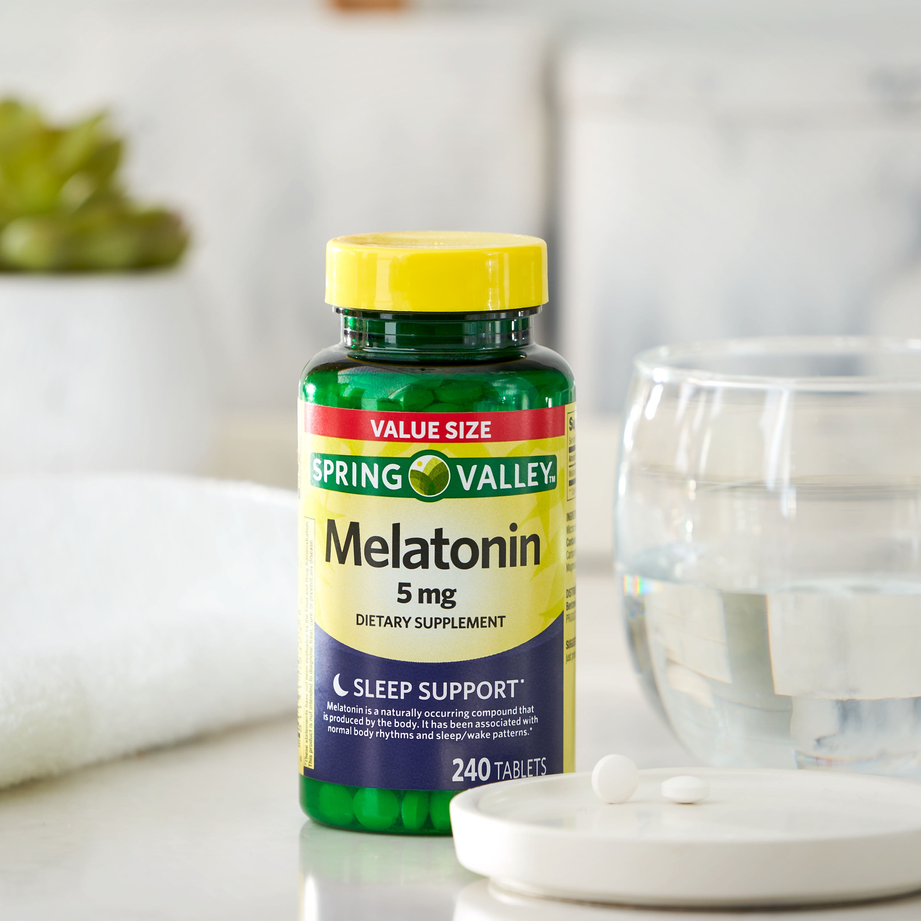 Spring Valley Melatonin 5mg Value Size 240 Count Dietary Supplement for Better Sleep