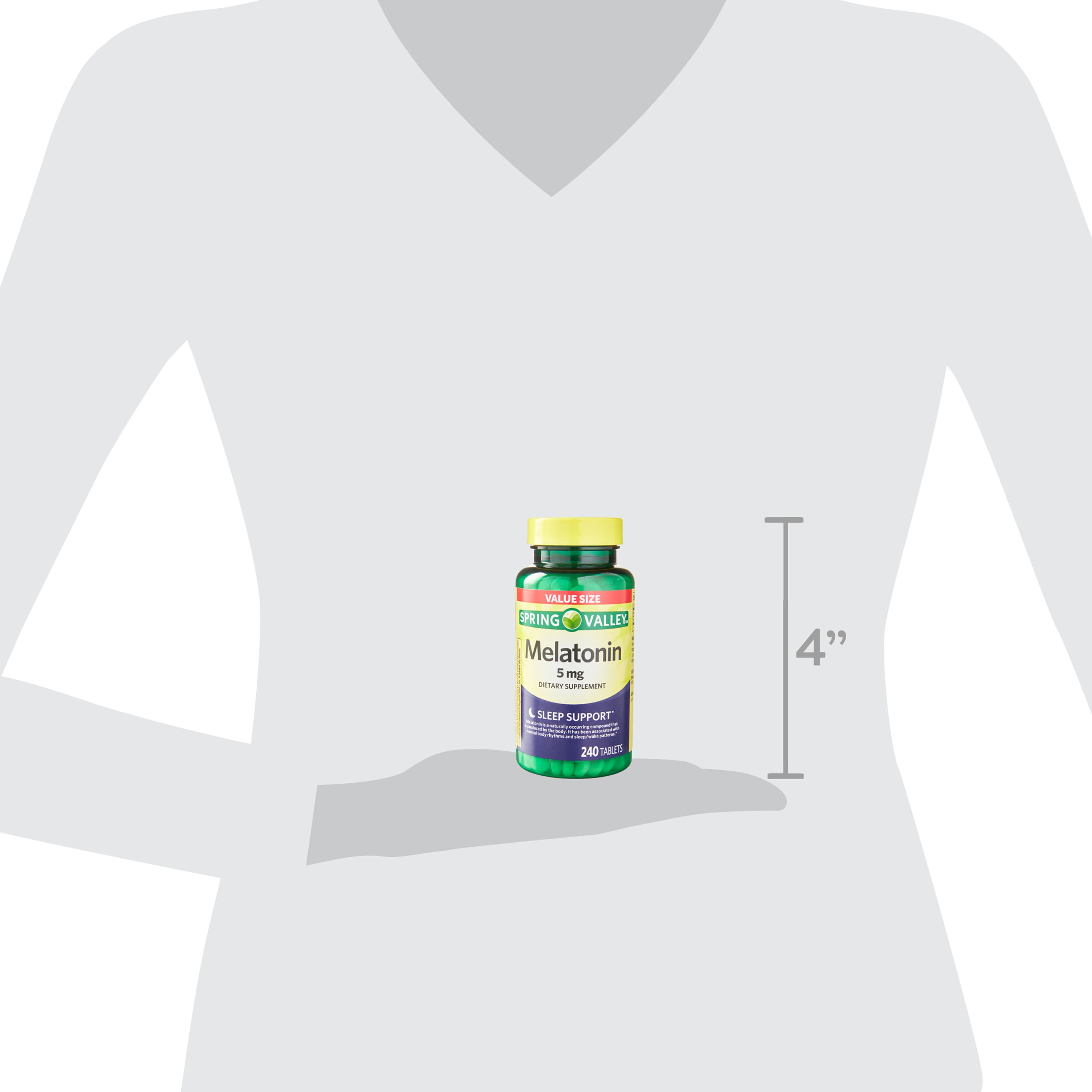 Spring Valley Melatonin 5mg Value Size 240 Count Dietary Supplement for Better Sleep