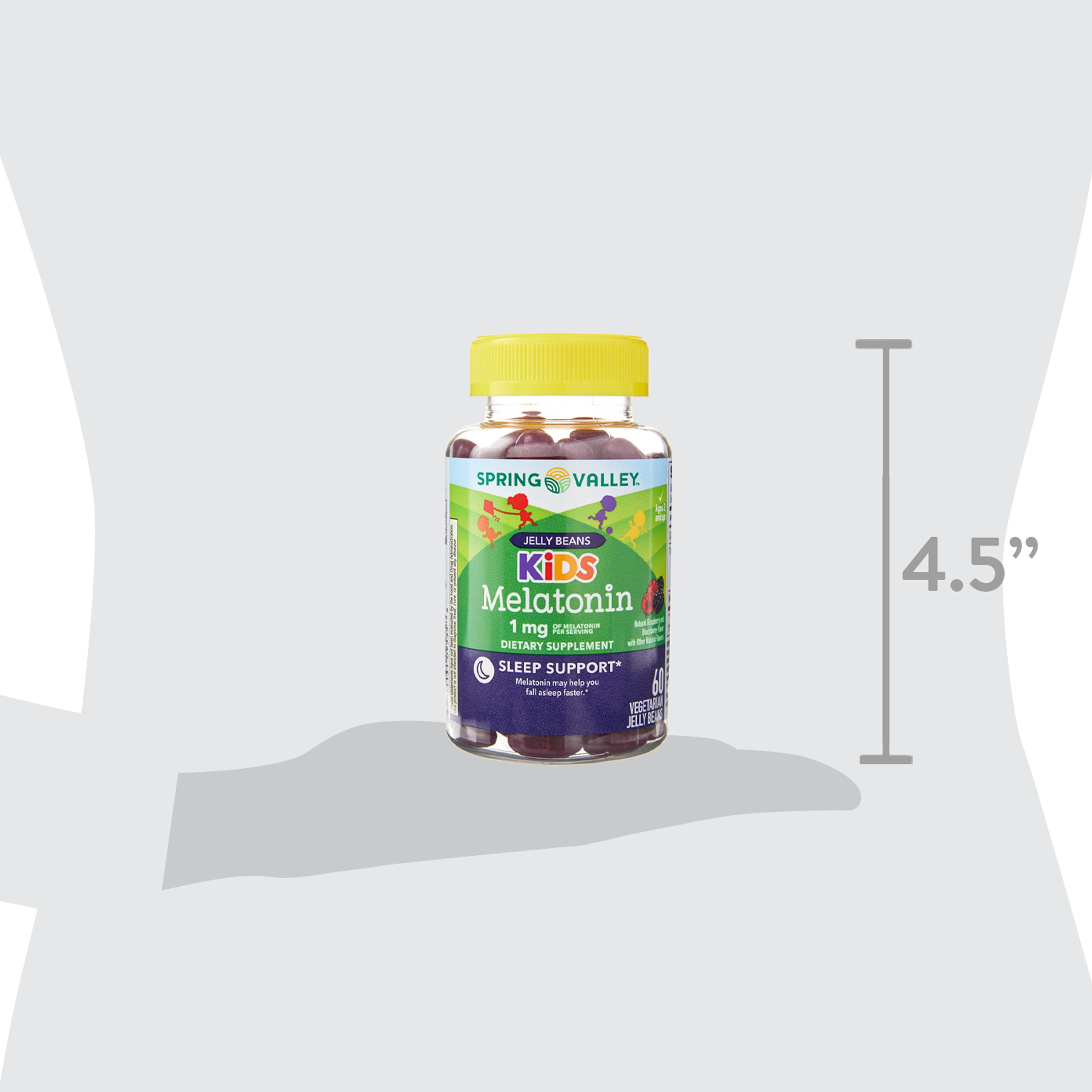 Spring Valley Kids Melatonin 1mg Vegetarian Jelly Beans Supplement 60 Count