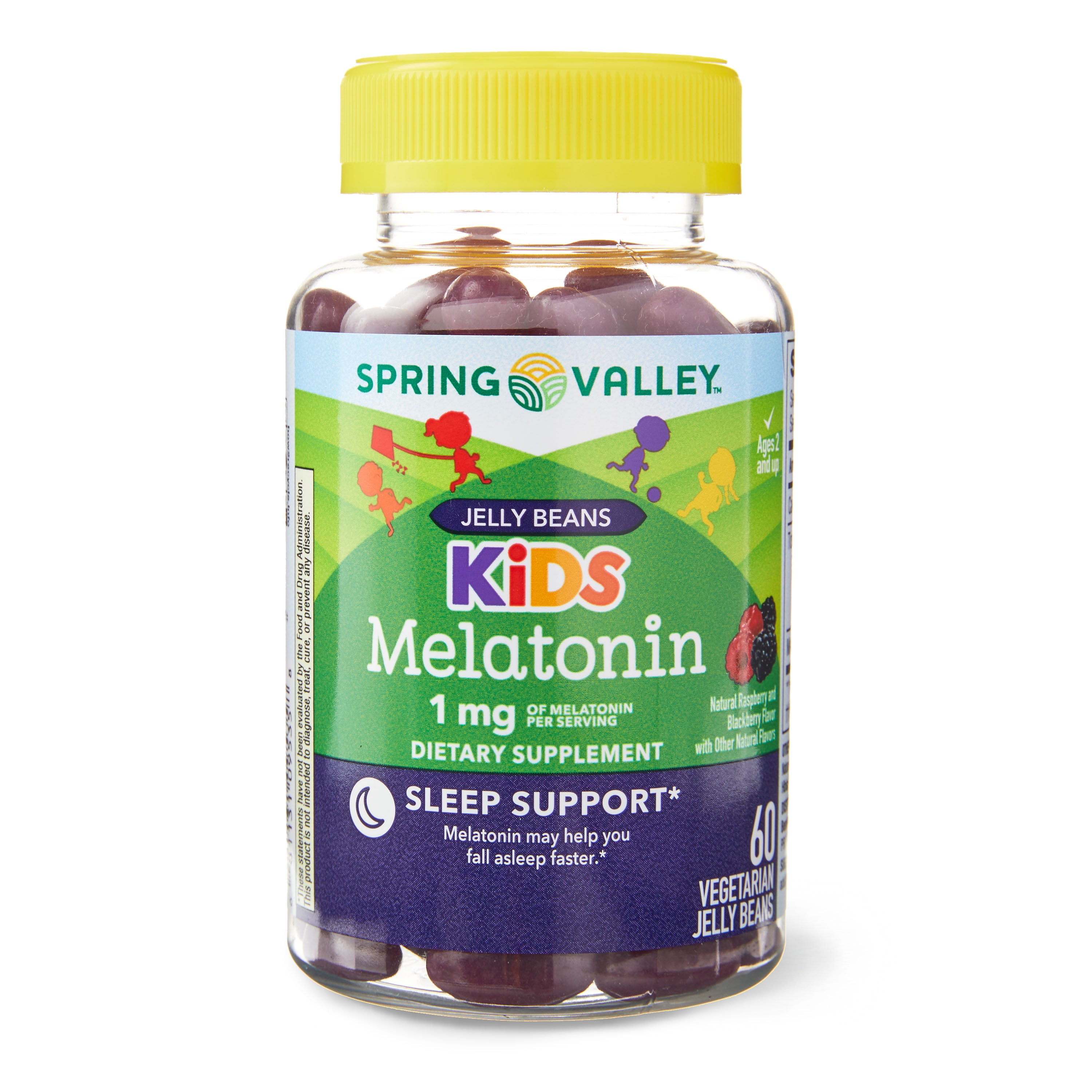 Spring Valley Kids Melatonin 1mg Vegetarian Jelly Beans Supplement 60 Count