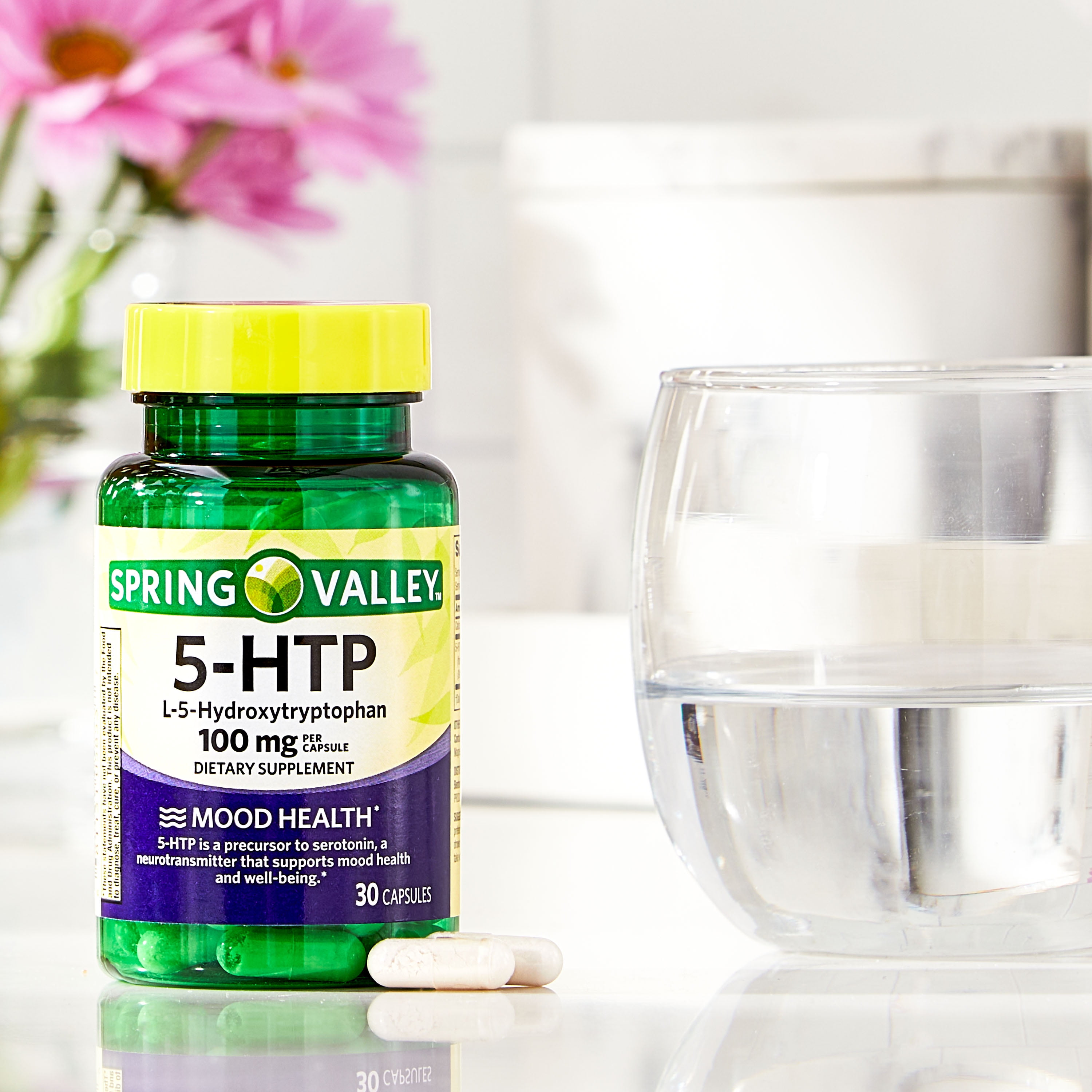 Spring Valley 5 HTP Capsules 100 mg 30 Count Bottle for Mood Support Supplement