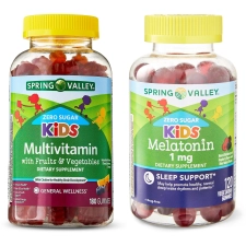 Spring Valley Kids Daily Wellness Bundle - Zero Sugar Multi & Melatonin Gummies, 180 Ct & 120 Ct