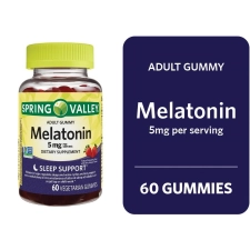 Spring Valley Melatonin Gummies Strawberry 5mg 60 Count for Better Sleep and Relaxation