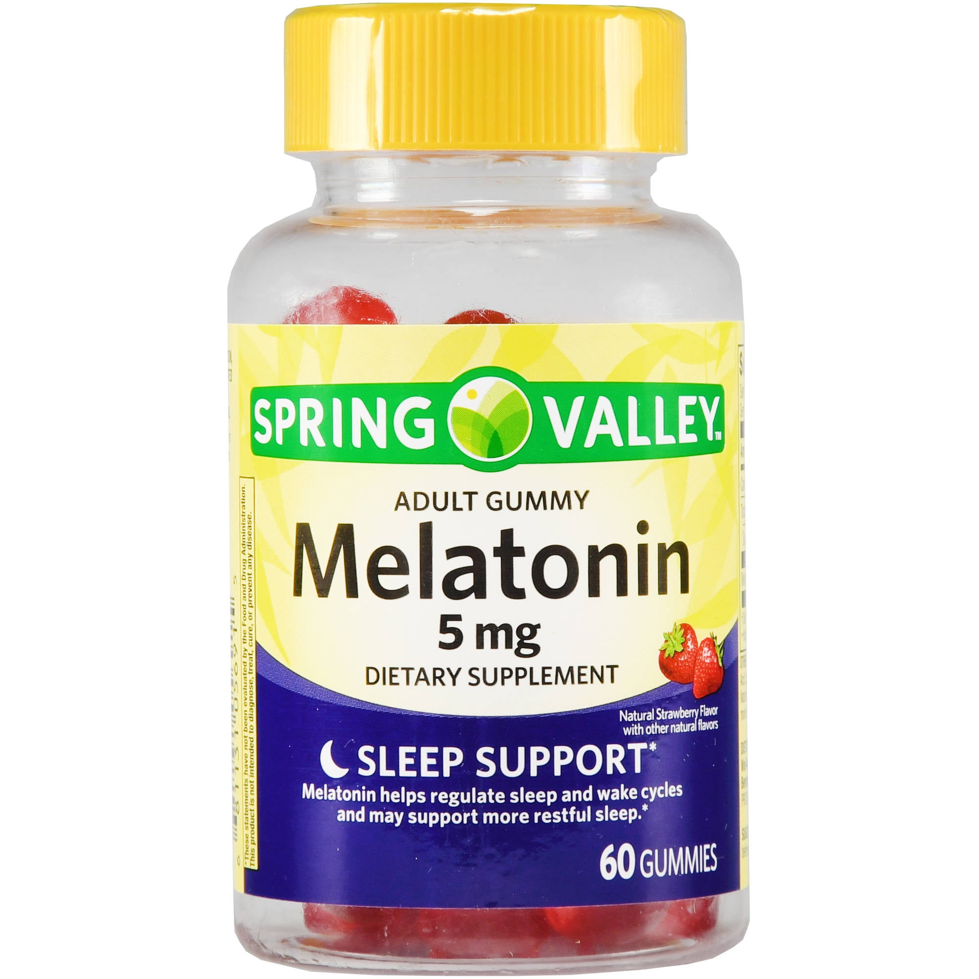 Spring Valley Melatonin Gummies Strawberry 5mg 60 Count for Better Sleep and Relaxation