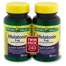 Spring Valley Melatonin Dietary Supplement Twin Pack 5mg 120 Count 2 Pack for Better Sleep