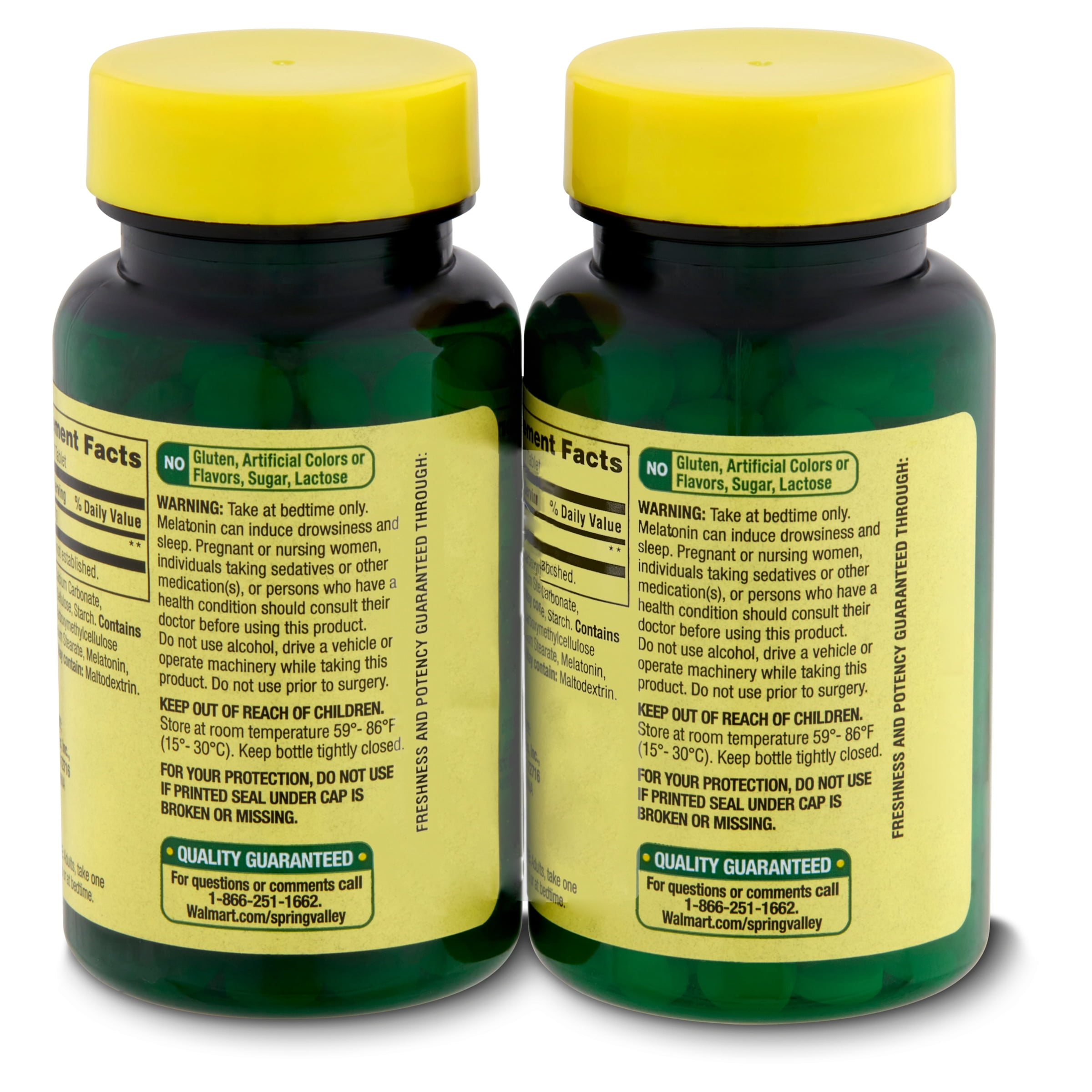 Spring Valley Melatonin Dietary Supplement Twin Pack 5mg 120 Count 2 Pack for Better Sleep