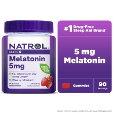 Natrol Melatonin Gummies Sleep Support Adults Strawberry Flavor 5mg 90 Count