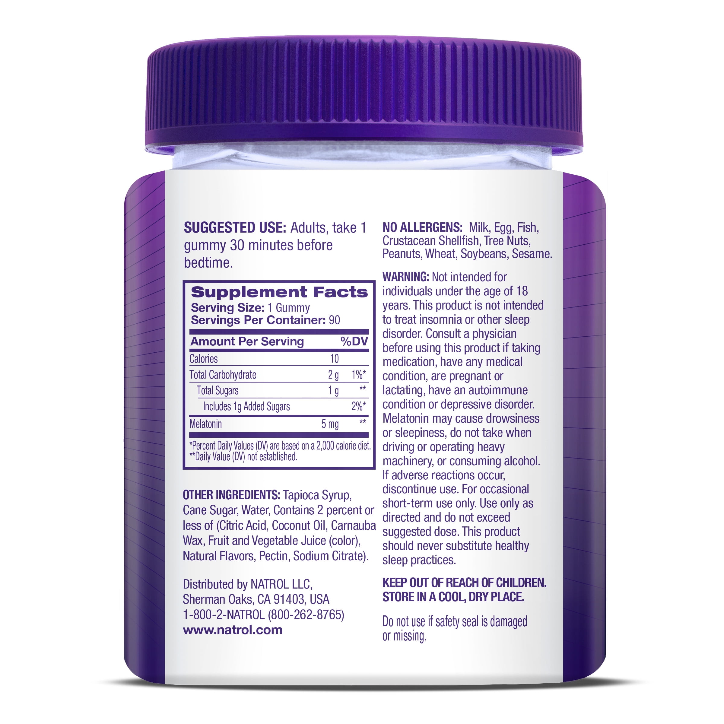 Natrol Melatonin Gummies Sleep Support Adults Strawberry Flavor 5mg 90 Count